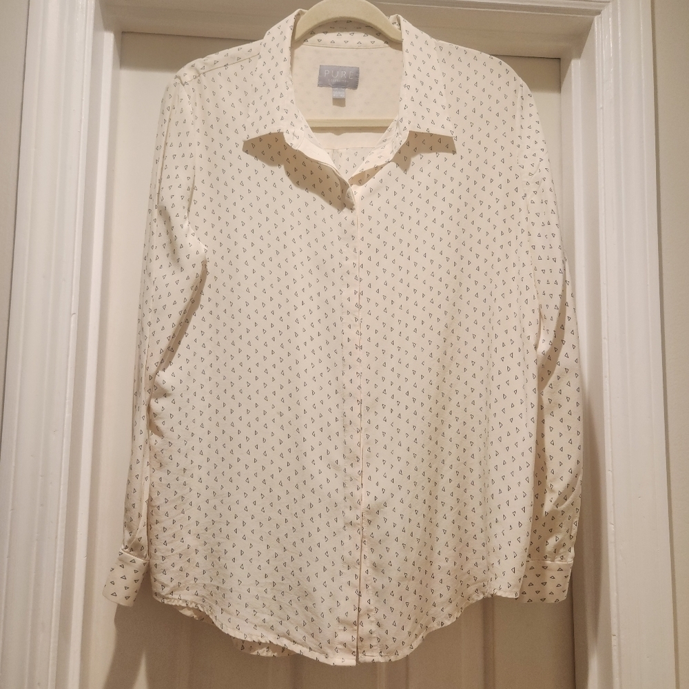 Pure Collection 100% silk button down like new condition women's size 8/10